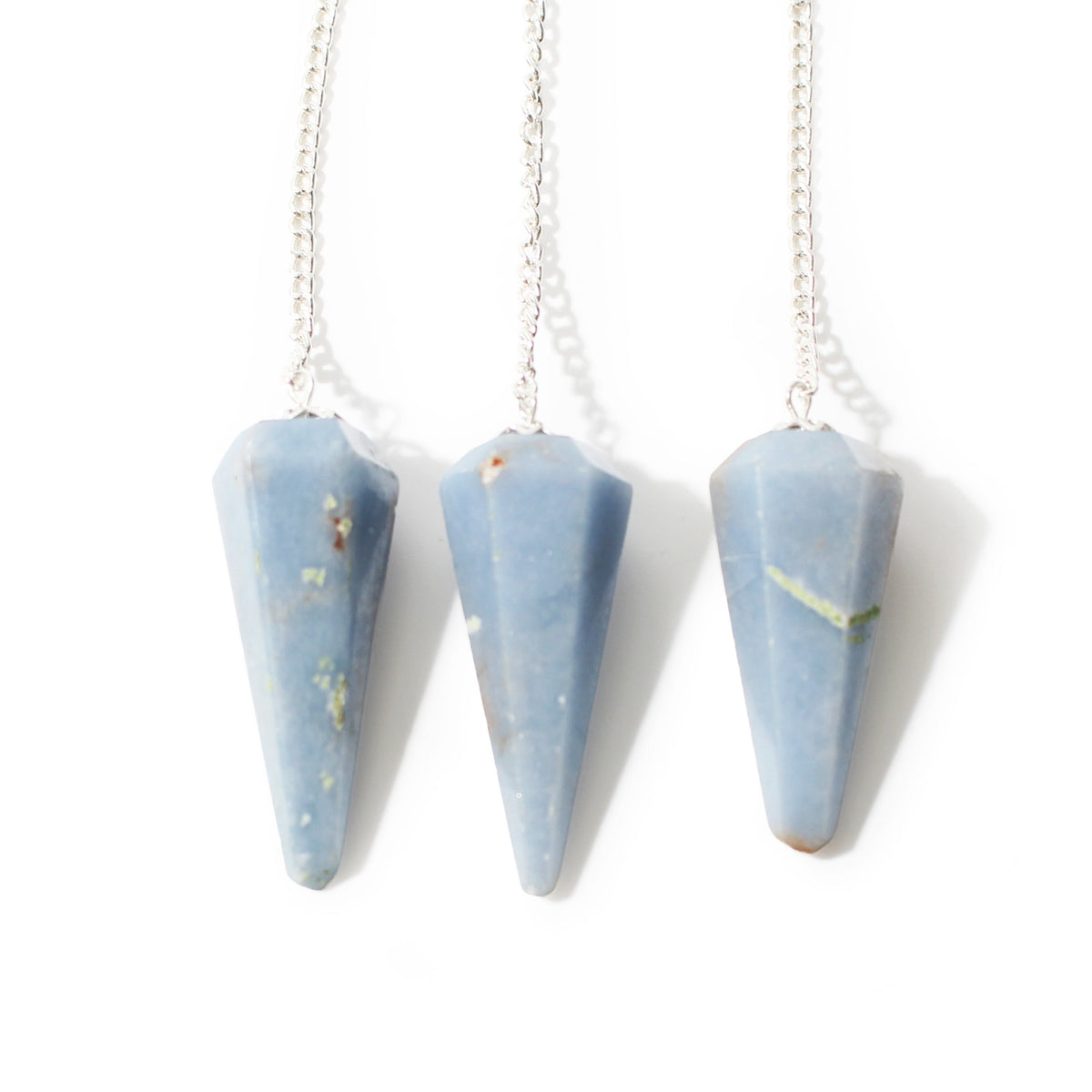 Angelite Pendulum 6 Facet & Bead shown in a group; sold individually