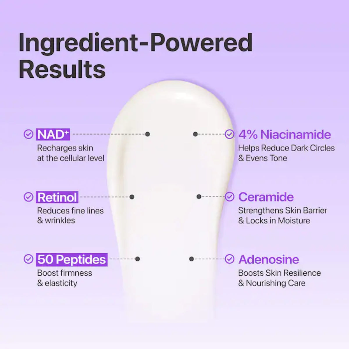 numbuzin - No.9 NAD+ Retinol Volumetox Eye Cream Ingredient power list