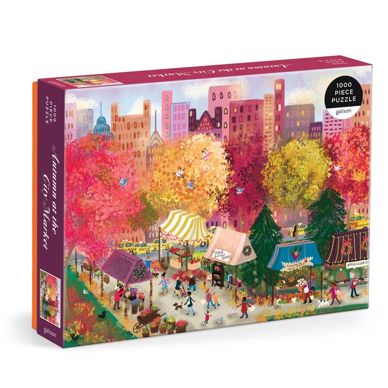Galtion puzzle box with colorful illustration of a city street scene