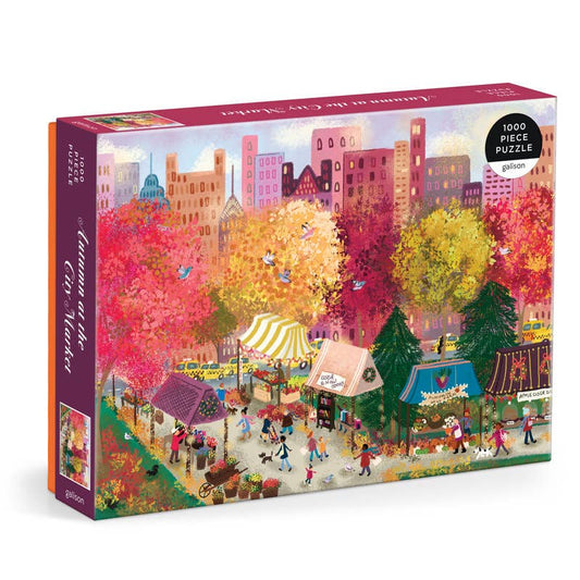 Galtion puzzle box with colorful illustration of a city street scene