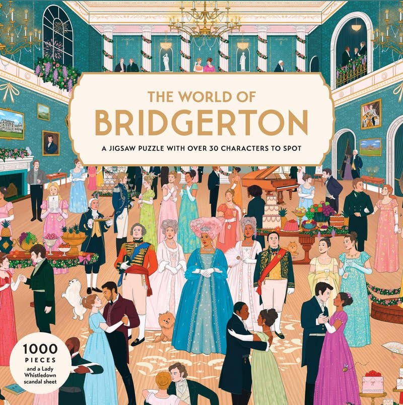 The World of Bridgerton 1000-piece puzzle box with illustrated ballroom scene