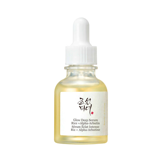A Beauty of Joseon bottle of Glow Deep Serum with a white cap and a white label featuring Korean calligraphy and English text, set against a plain white background.