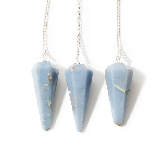 Angelite Pendulum 6 Facet & Bead shown in a group; sold individually