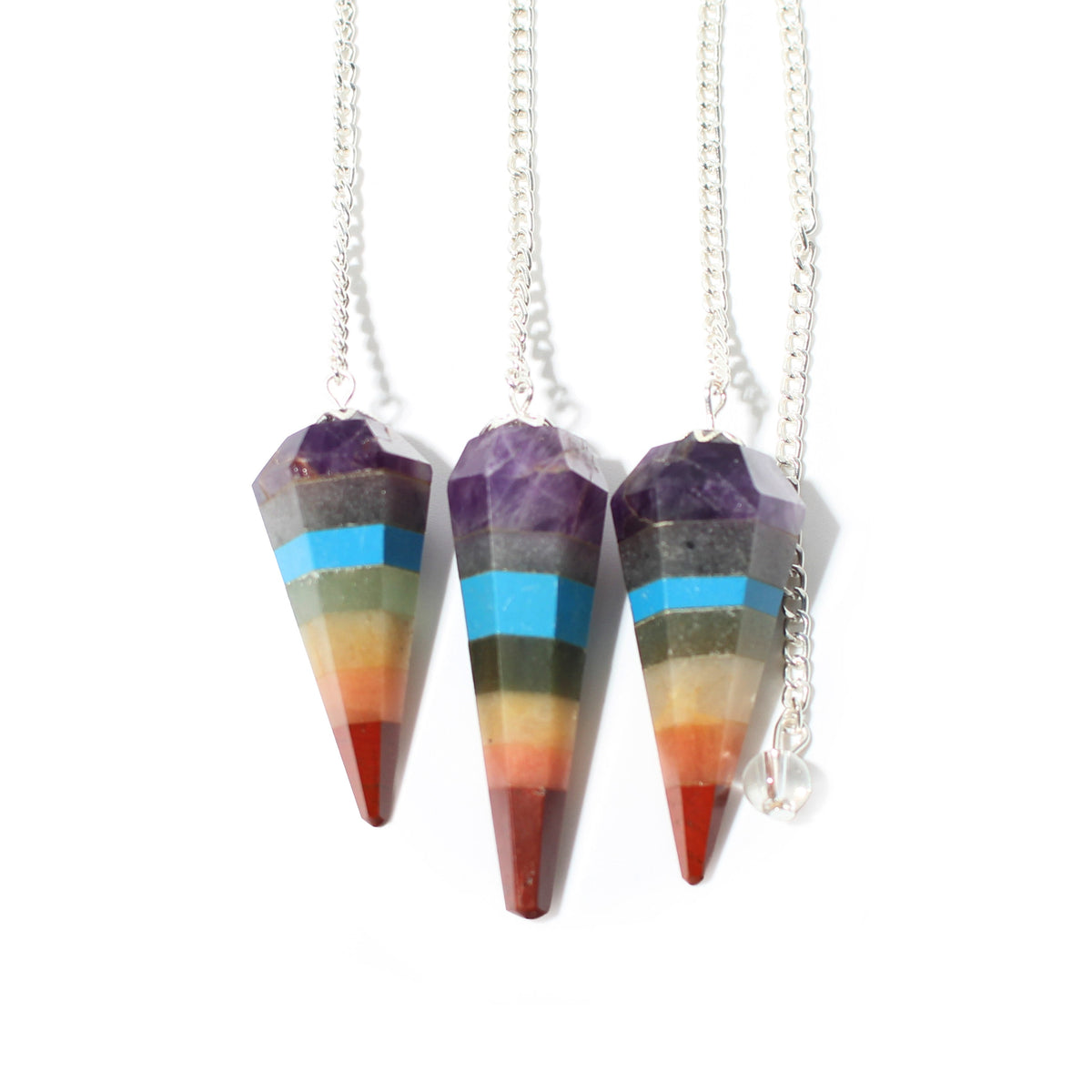 Chakra Pendulum 6 Facet & Bead shown in a group; sold individually