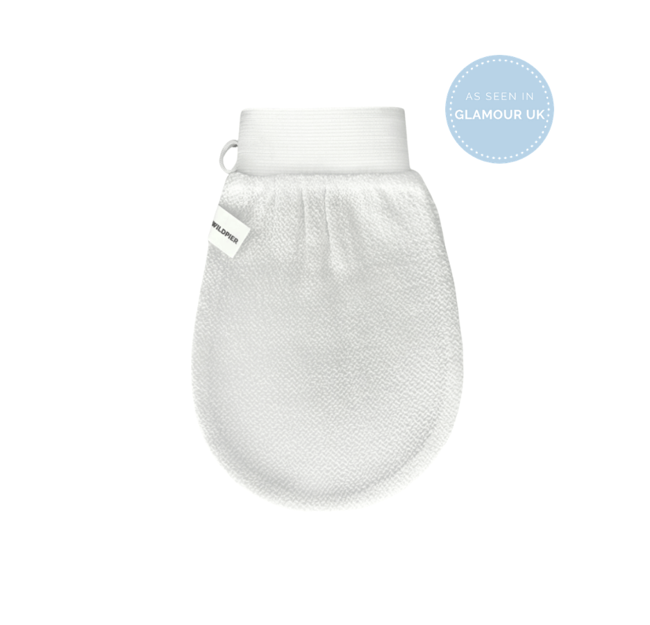 Wildpier Exfoliating Glove on a white background with a Glamour UK badge.