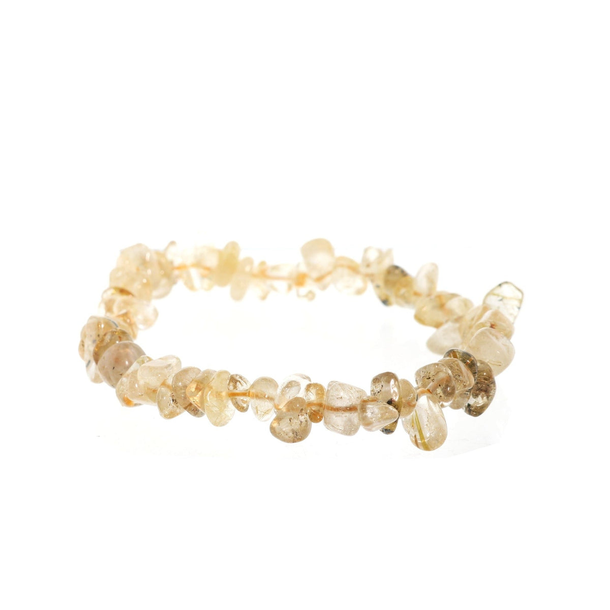 Rutilated Quartz Bead Bracelet - Gold Chip — product reference photo