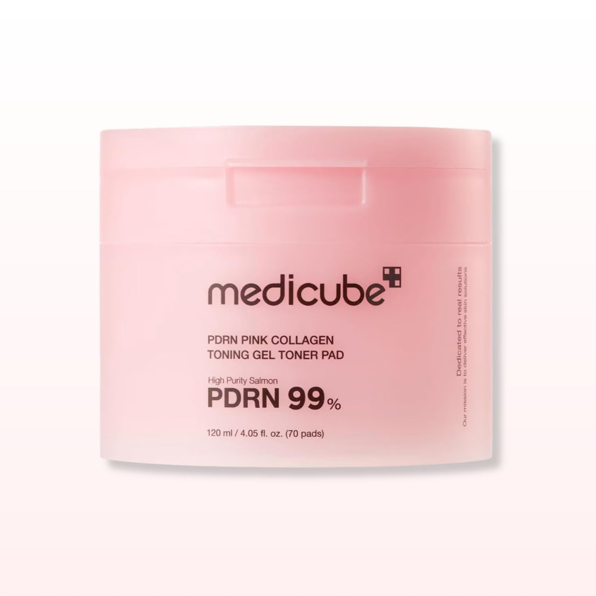 medicube PDRN Pink Collagen Toning Gel Toner Pad, High Puristy Salmon, PDRN 99%, on a clean white background.